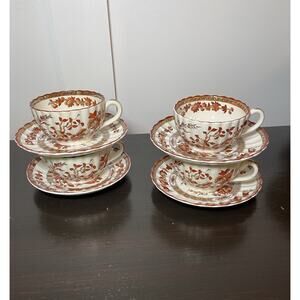 Copeland Spode India Tree Cups & Saucers Set Of 4 Old Brown Mark Stamp